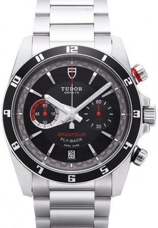AAA Repliche Tudor Grantour Chrono Fly Back Black Dial Steel Strap Orologio Uomo 20550N-95730