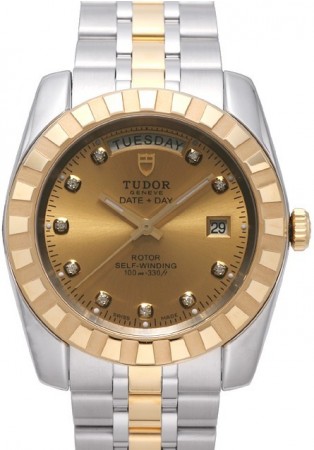 AAA Repliche Tudor Classic Date Day 41mm Quadrante Champagne Acciaio Cinturino in Oro Giallo Orologio 23013-1