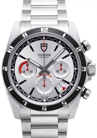 AAA Repliche Tudor Grantour Chrono quadrante argento cinturino in acciaio orologio da uomo 20530N-2