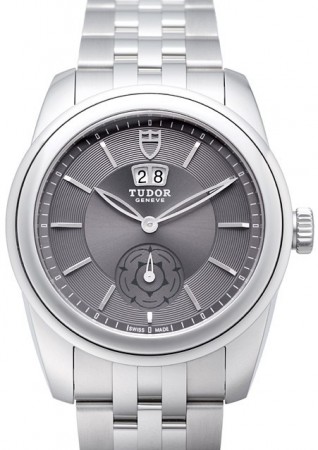 AAA Repliche Tudor Glamour Double Date quadrante nero con fibbia pieghevole Orologio da uomo 57000-4