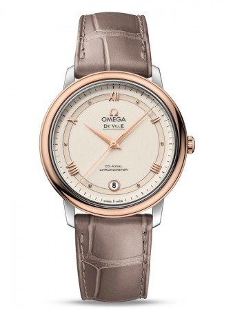AAA Repliche Omega De Ville Prestige Co-Axial 36,8 mm in acciaio e oro rosso con quadrante bianco 424.23.37.20.09.001