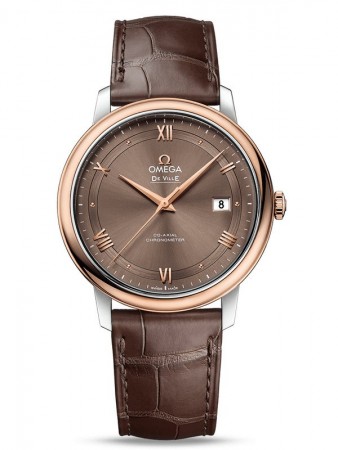 AAA Repliche Omega De Ville Prestige Co-Axial 39,5 mm in acciaio e oro rosso con quadrante marrone 424.23.40.20.13.001