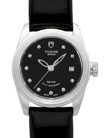 AAA Repliche Tudor Glamour Date quadrante nero cinturino in pelle di vitello orologio da donna 51000-6
