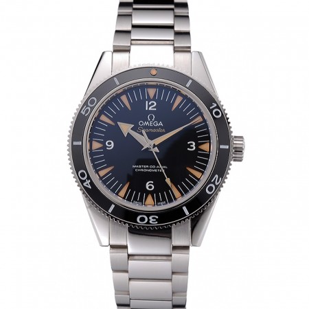 Swiss Omega Seamaster quadrante nero cassa e bracciale in acciaio inossidabile 622.843