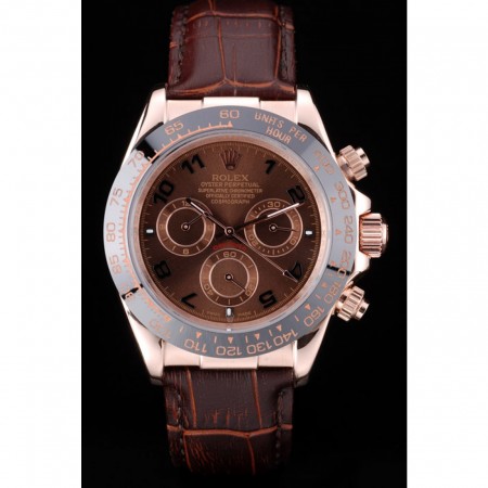 Rolex Daytona cassa in oro rosa quadrante marrone cinturino in pelle marrone