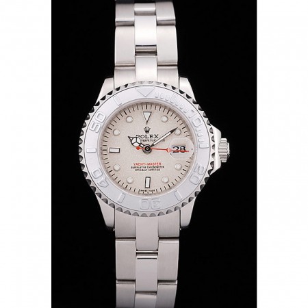 Rolex Yacht Master quadrante beige con lunetta argento