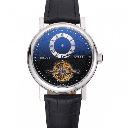 Breguet Classique Complications Cassa in acciaio inossidabile Cinturino in pelle nera 80158