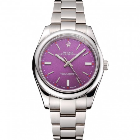 Rolex Oyster Perpetual Red Grape Dial Cassa e bracciale in acciaio inossidabile