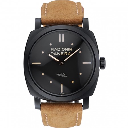 Panerai Radiomir 1940 3 Days Ceramica quadrante nero cinturino in pelle marrone 1454229