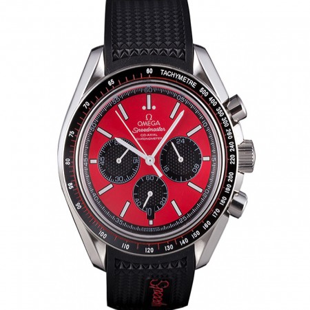 Omega Speedmaster cinturino in caucciù nero quadrante rosso 801421