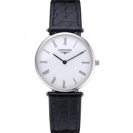 Longines La Grande Classique quadrante bianco cinturino in pelle nera Homme 622127