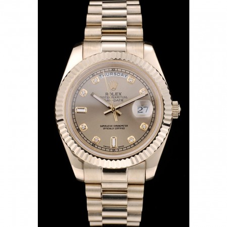 Rolex DayDate oro acciaio inossidabile lunetta a coste quadrante dorato 41979