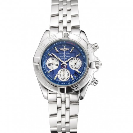 Cassa e bracciale in acciaio inossidabile con quadrante blu al quarzo Breitling Chronomat