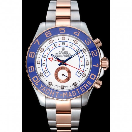 Rolex Yacht-Master II quadrante bianco con lunetta blu in acciaio inossidabile e bracciale in oro rosa 622.270