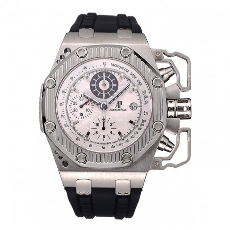 Swiss Audemars Piguet Royal Oak Offshore Survivor quadrante bianco Cassa in acciaio inossidabile Cinturino in caucciù nero 622859