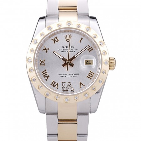 Rolex Datejust Diamond Bezel quadrante bianco 7464