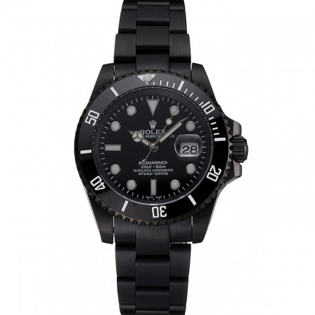 Swiss Rolex Submariner Date quadrante nero e cassa in PVD nero lunetta e bracciale