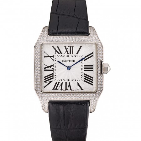 Cartier Santos 100 diamanti lunetta in argento 621924