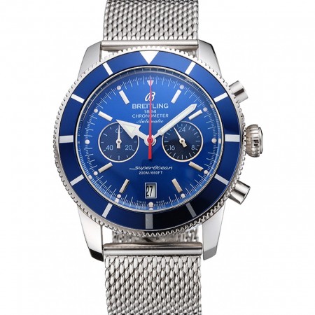 Breitling Superocean Heritage Chronographe 44 quadrante blu e cassa e bracciale in acciaio inossidabile con lunetta
