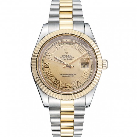 Rolex Day-Date Two-Tone Stainless Steel 18K Gold Plated Gold Dial