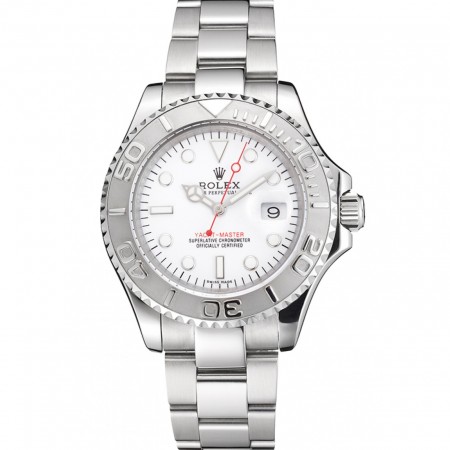 Swiss Rolex Yacht-Master quadrante bianco cassa e bracciale in acciaio Staniless