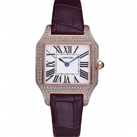 Cartier Santos 100 diamanti lunetta in oro rosa 621913