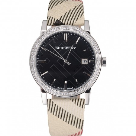 Burberry The City Classico Quadrante Nero Bracciale Haymarket-622568