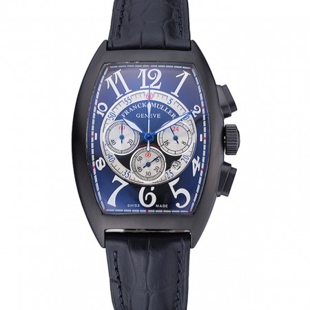 Franck Muller Casablanca quadrante bianco numeri cinturino in coccodrillo nero 80303