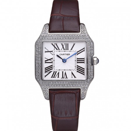 Cartier Santos 100 diamanti lunetta in argento 621908