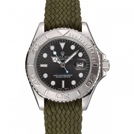 Rolex Yacht Master quadrante verde cinturino in tessuto verde 1453869