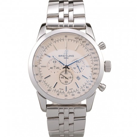Breitling Transocean quadrante bianco cinturino in acciaio inossidabile