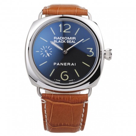 Panerai Radiomir Cassa in acciaio inossidabile lucido Quadrante nero Cinturino in pelle marrone 98141