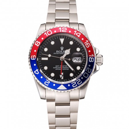 Swiss Rolex GMT Master II - Quadrante Nero - Lunetta Pepsi - Cassa e Bracciale in Acciaio Inossidabile - 1453751