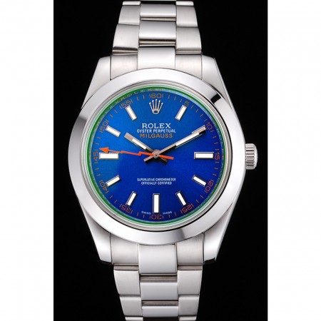 Rolex Milgauss con quadrante blu cassa e lunetta in acciaio inossidabile-622838