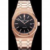 Swiss Audemars Piguet Royal Oak quadrante nero cassa e bracciale in oro rosa