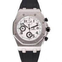 Swiss Audemars Piguet Royal Oak Offshore quadrante bianco Cassa in acciaio inossidabile Cinturino in caucciù nero 622853