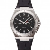 Swiss IWC Big Ingenieur 7 giorni di riserva di carica quadrante nero cassa argento bracciale in pelle nera 1453925