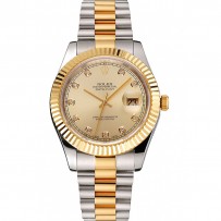 Swiss Rolex Datejust quadrante in oro e cassa in acciaio inossidabile lunetta bracciale bicolore