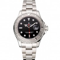 Rolex Yacht-Master quadrante nero cassa e bracciale in acciaio inossidabile