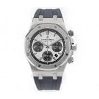 Swiss Audemars Piguet Royal Oak Cronografo quadrante bianco Cassa in acciaio inossidabile Cinturino in caucciù nero 622.865