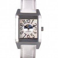 Jaeger le Coultre Reverso Squadro Lady cinturino in pelle bianca quadrante perla 41970