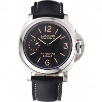 Panerai Luminor Marina 8 giorni quadrante nero cassa in acciaio inossidabile cinturino in pelle nera