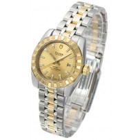 AAA Repliche Tudor Classic Date Champagne Dial Steel Yellow Gold Strap Orologio Donna 22013-1