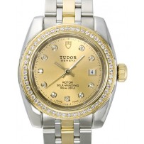 AAA Repliche Tudor Classic Date Champagne Dial Orologio da donna con cinturino in oro giallo 22023-1