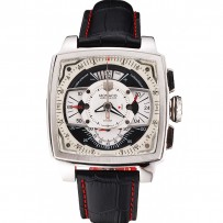 Tag Heuer Monaco cinturino in pelle nera traforata quadrante bianco 80306