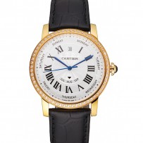 Svizzero Cartier Ballon Bleu GMT quadrante argentato cassa e bracciale in oro rosa