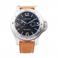 Panerai Luminor spazzolato cassa in acciaio inossidabile quadrante blu cinturino in pelle marrone