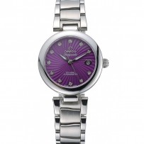 Omega Ladymatic quadrante viola bracciale in acciaio inossidabile 622459