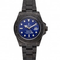 Swiss Rolex Submariner Skull Limited Edition quadrante blu All Black Cassa e bracciale 1454084