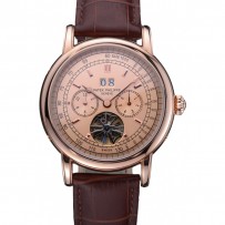 Patek Philippe Geneve Grand Complications Rose Dial Tourbillon Cinturino in pelle marrone 622158